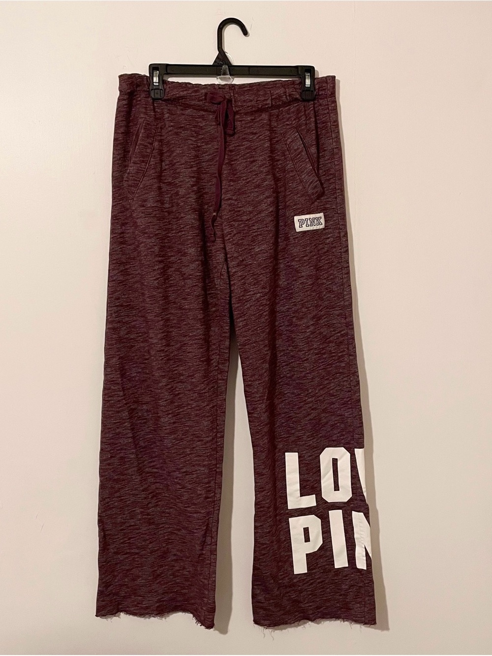 Victoria’s Secret PINK Purple Magenta Flare Wide Leg Sweatpants Logo Size Small